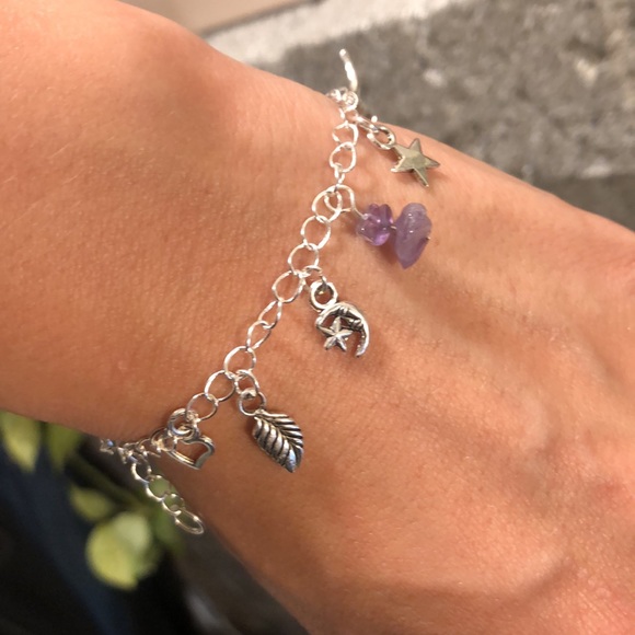 Dinosaur Star Moon Heart Charm Rock Handmade Chain Bracelet Silver & Adjustable - Picture 11 of 12